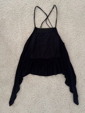 ILLA ILLA Black Spaghetti Strap Lace Detail Front Top